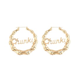 JczR.Y Men Chunky Gold Hoop Earrings Bamboo Joint Hoop Earrings Geometric Hollow Big Circle Studs Earrings For Women Punk Party Fashion Jewelry (Gold Chunky) M:Gold Chunky\
