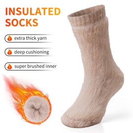 HUGSWEET Thermal Slipper Socks, Anti Slip Hospital Socks Women Winter Soft Warm Cozy Fluffy Plush Grip Socks For Christmas 4 Pairs(Multicolor-D1)