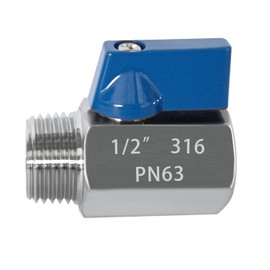 Fitvell 316 Stainless Steel Mini Ball Valve 1/2" NPT Female x Male Thread Shut Off Valve for Water,Oil and Gas 2pcs