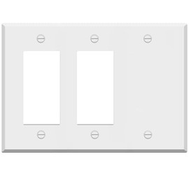 White Metal Outlet Cover, 3-Gang Standard Size, Blank And Decorator Switch Wall Plate, 4.50" x 6.4", Painted Metal Combination Wall Plate, Corrosive Resistant, Matching Screws, Made in USA