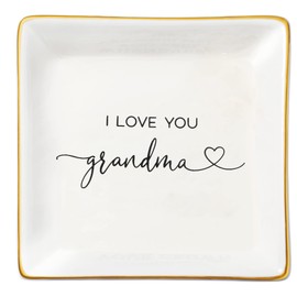 JoycuFF Grandma Gifts, Birthday Mothers Day Gifts for Grandma, Ceramic Trinket Dish Tray Jewelry Ring Earring Organizers Thanksgiving Day Christmas Grandmother Present