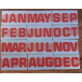 Two (2) California license plates month sticker tags. RED. YOM