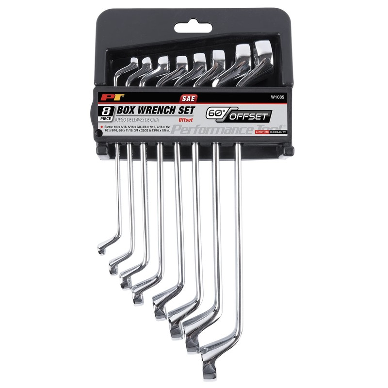 Performance Tool W1085 8Pc Offset SAE Box Wrench Set -