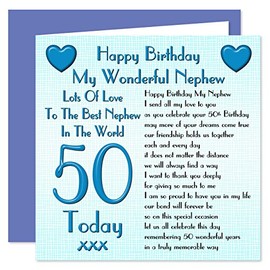 Nephew 50th Happy Birthday Card - Lots Of Love To The Best Nephew In The World - 50 Today