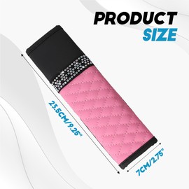 wuyaoyao 2PCS Bling Car Seat Belt Cover Pad, Breathable Leather Seatbelt Covers for Cars, Soft Comfortable Seatbelt Shoulder Strap Covers, Rhinestone Auto Seat Belt Protector Cushion (Pink)
