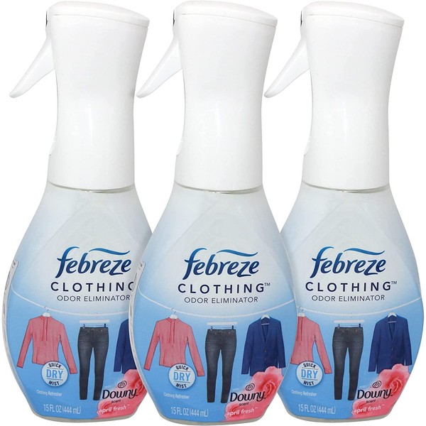 Febreze Clothing Odor Eliminator with Downy April Fresh Scent, 15 Ounce (Pack of 3)