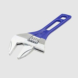 Adjustable Wrench Lightweight Wrench Compact Soft Grip Wide Mouth Wide Jaw Hand Tool with 24mm Wide Jaw Capacity Blue Short (4"/115mm)