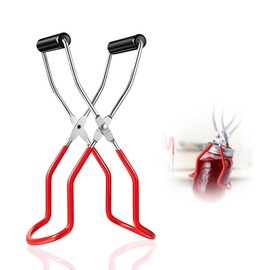 Lotnery Stainless Steel Canning Jar Lifter Tongs with Secure Non-Slip Grip - Heat-Resistant Red Handle for Safe Canning, Preserves & Kitchen Use - Easy Lift from Boiling Water
