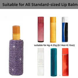 Lip Balm Holder Key Chain 2Pcs Lip Balm Gloss Holder Keychain Bling Lipstick Case for Purse Portable Metal Lipbalm Organizer Cute Key Chain Accessories for Women (Purple)