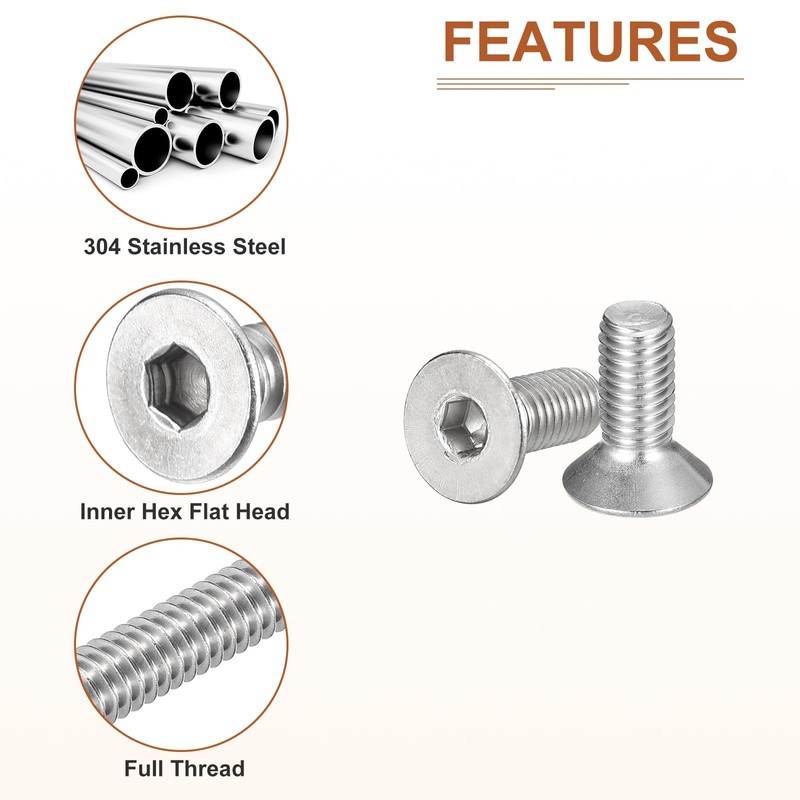 DTGN M8-1.25 x 20mm Flat Head Socket Cap Screws, 50