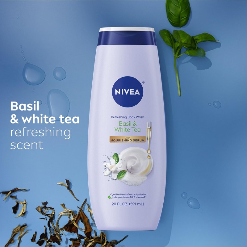 NIVEA Refreshing Basil and White Tea Body Wash with Nourishing