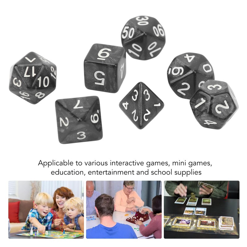 35Pcs Plastic Dice Kit Pearl Pattern White Numbers Polyhedral Dices