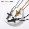 GoldChic Jewelry Serpent Pendant Mens Cross Necklace, Black Snake Christian