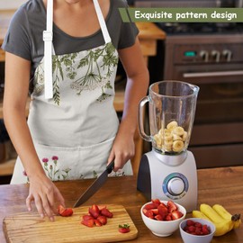 ECZOIL Waterproof Cooking Apron Adjustable with 2 Pockets for Kitchen Garden and Mothers Wives Girlfriends Gift, Colourful flowers, One size fits all
