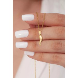 Golden Fire Solid Gold Italian Horn Pendant in 10 or 14k, Religious Necklace Jewelry Gifts - Pendant Only, 10k