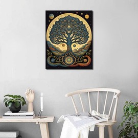 TUMOVO DIY Paint by Number Tree Paint by Numbers for Adults Abstract Moon Adult Paint by Numbers Kids on Canvas Wall Art Paint by Numbers for Adults Beginner 16x20 inch