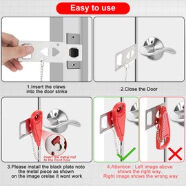 Portable Door Lock & Door Stop Alarm Set, Dual Protection for Privacy and Safety in Home Door Lock Kit, Door Alarm with 120dB Siren for Travel, Hotel, Apartment, College, Home