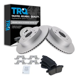TRQ Rear Brake Pad and Rotor Set Ceramic G Coated Vented Rotors Compatible with 2007-2015 Mazda CX-9