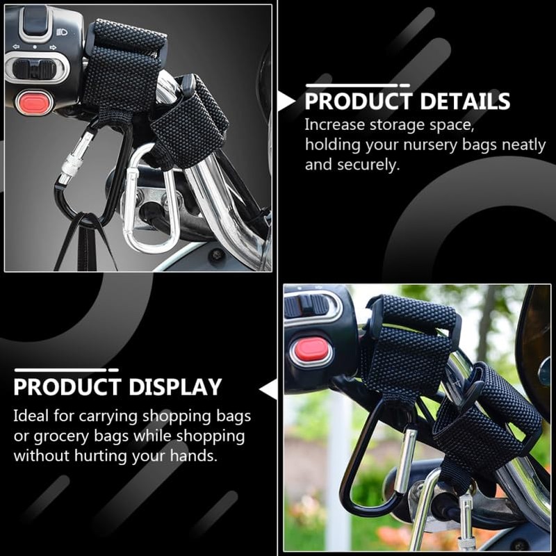 2Pcs Silver Stroller Hooks, Durable Aluminum Alloy Carabiner Clips for