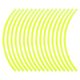 Partuto 16 Pcs Wheel Rim Stickers Arc-Shape Car Wheel Rim Tapes Decoration Stickers for 17"-19" Rim Fluorescent Yellow PET