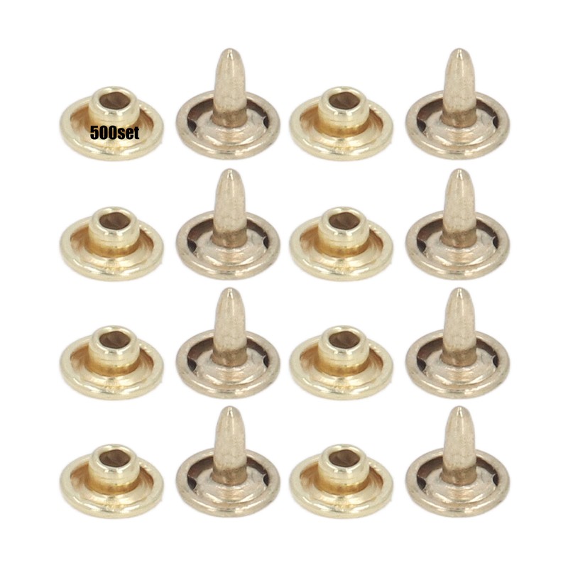 500set Metal Studs Rivets 8mm DIY Iron Double Flat Uniform