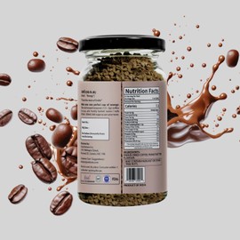 OORJA Instant Coffee Granules - Peanut Butter Flavored Freeze Dried Coffee Made From Medium Roast 100% Arabica Beans for Quick Hot and Iced Coffees, 25 Servings