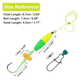 CAPASTEC Catfish Fishing Rigs, Catfish Circle Hooks, 8/0 Peg Floats and Rattler Catfishing Equipment, Catfish Float Rigs, 40LB Fishing Line, Green Yellow, 1Set