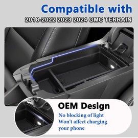 Neepiar Center Console Organizer Compatible with GMC Terrain 2018-2022 2023 2024 Armrest Storage Box Middle Console Tray Interior Accessories