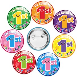 X1zuue Kindergarten Graduation Button Pin- 28Pcs I'm Going to First Grade Badges Pins for Kids Graduation Party Exchange Gifts Rewards Bulk Mini Round Congrats Grad Buttons for Clothes Bags Hat Decor