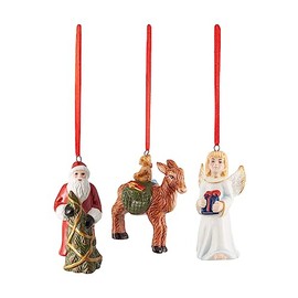 Villeroy & Boch Nostalgic Ornaments Santa, Christmas Child, Deer Set of 3, White, 8 x 4 cm, 14-8331-6686, Multi-Coloured