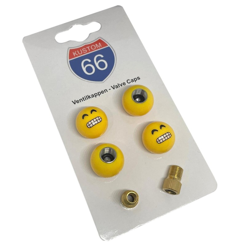 Set of 4 Valve Caps and 2 Bicycle Adaptors Teeth