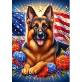 German Shepherd - Best of Breed DCR Patriotic I Garden Flag 12" x 17"