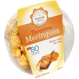 Krunchy Melts Original Meringue Cookies | Tangerine Flavor | Only 80 Calories Per Serving | Fat Free, Gluten Free, Dairy Free (4 Oz)