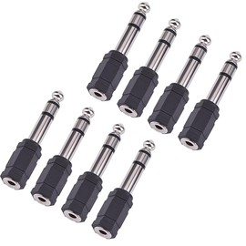 Professional Converter Adapter 6.35mm 1/4 Inch Male Mono Plug to 3.5mm 1/8 Inch Female Audio Mic Professional Headphone Jack Converter Adapter Microphone Accessory Black(Pack of 8)