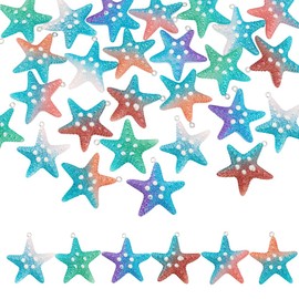 PH PandaHall 36pcs 6 Colors Resin Starfish Pendants, 36mm Sea Life Charms Splicing Colors Starfish Charm with 2mm Hole for Summer Beach Theme Jewelry Earrings Necklaces Bracelets Craft Making
