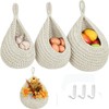3Pcs Hanging Wall Vegetable Fruit Baskets, with 6 Pcs Strong