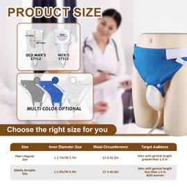 Wearable Urine Collector Set with Urine Catheter Bag (1000ml & 2000ml), Silicone Urine Catching Capsule with 1.2M Urinary Catheter and Breathable Cotton Pants for Anti Reflux for Men Black