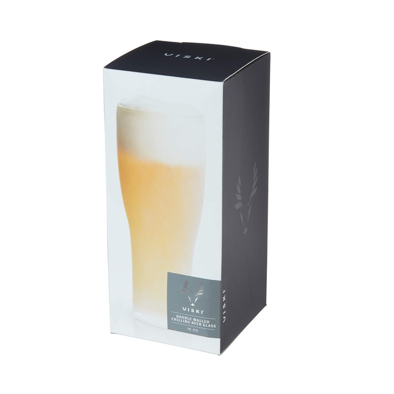 Viski Glacier Double Walled Beer Glass with Active Cooling Gel,