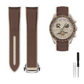 Rubber Silicone Curved Lug Watch band Strap 20mm Compatible with Omega Swatch Moonswatch Speedmaster Series Watch Replacement - for Omega Watch Band