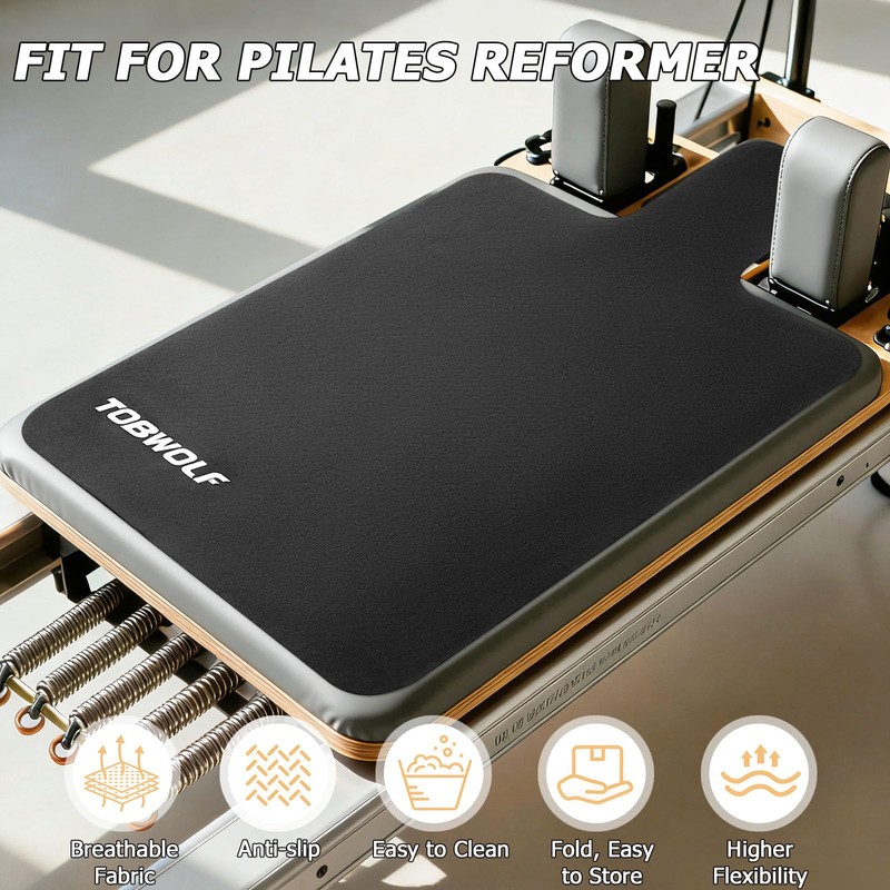 TOBWOLF Pilates Reformer Mat, 39" x 24" Non-Slip Suede Cover,