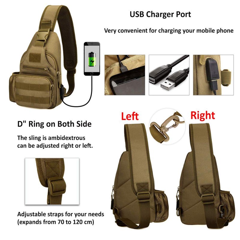 BAIGIO Tactical Sling Backpack Bag for Men Molle Crossbody Shoulder