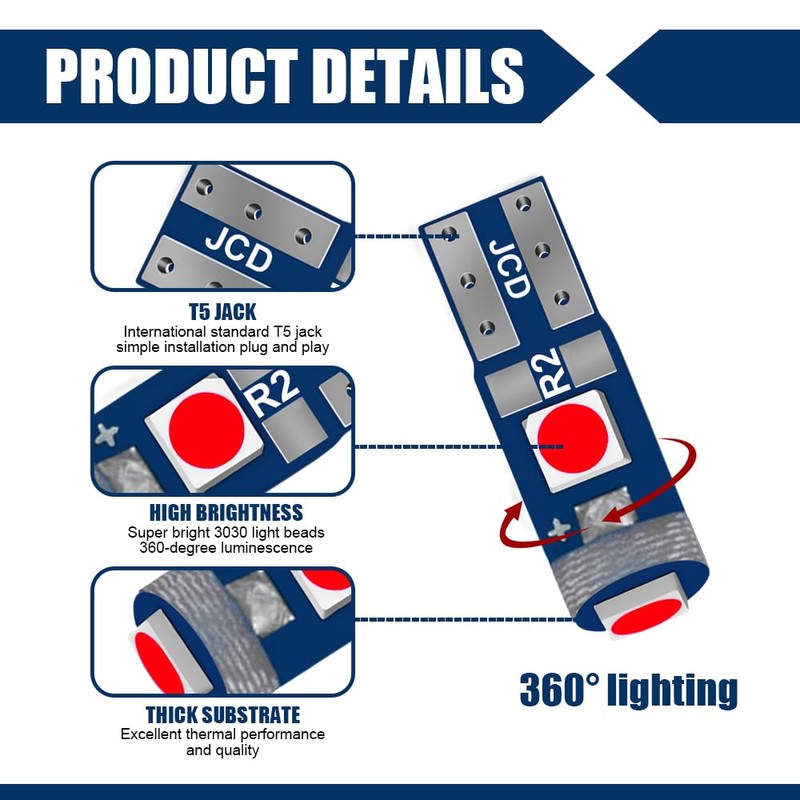 QZTYTY 20PCS T5 LED Lights for Car Dashboard, Led Dash