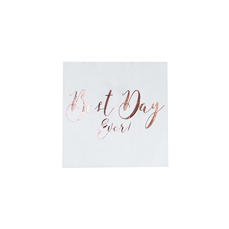 Ginger Ray Best Day Ever Rose Gold Paper Wedding Napkins