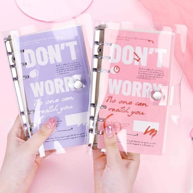 6 Hole A6 Personal Organizer Binder A6 Transparent Button Notebook