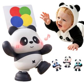 Cuddobaby Dancing Panda Musical Toy| Tummy Time 0-6M, Crawling 6-12M | High Contrast, Light-Up Changes, Hands-Free Flash Card Stand for Newborns, Infa