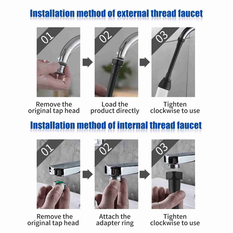 360° Rotatable Tap Head Faucet Extender Splash-Proof Kitchen Tap Sprayer