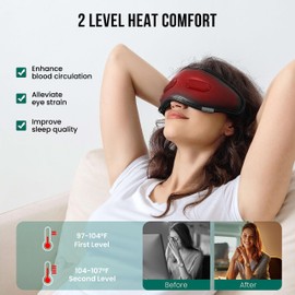 Snailax Eye Massager Mask, Heated Eye Mask with Vibration for Migraines, Dark Circles and Puffiness, Dry Eyes, Headaches, Sleep Mask, Gifts for Woman, Mom, Wife, Dad, Man