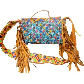 Handmade Sindhi Cultural Embroidered Hand Bag for Women – Traditional Mirror Work Ethnic Bag for Weddings & Festivals. (Blu-Banj-Mult-Eth)