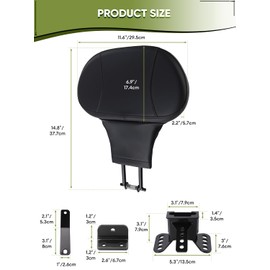 Huabrve Rider Driver Backrest, Detachable Backrest for Motorcycle Adjustable Plug-In Backrest Mounting Kit Fit for Harley Davidson Touring Street Glide Road Glide Electra Glide Road King CVO 1997-2024