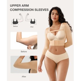 Arm Shaper for Women Post Surgery Arm Lipo Compression Sleeves Front Closure Posture Corrector Skin Small
